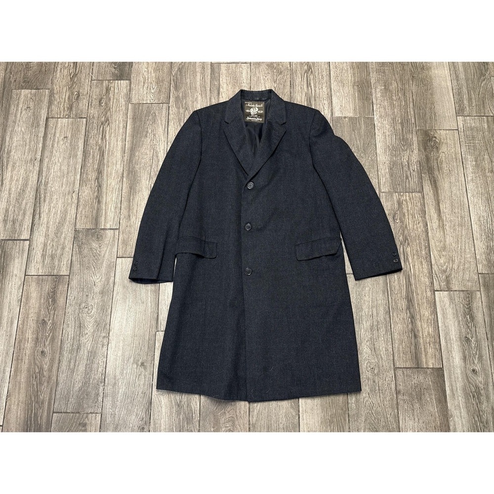 Malcolm Kenneth Coat Men's 42 Charcoal Wool Tweed Overcoat Scotland Vintage